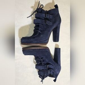 Dolce Vita Navy Suede Lace Up Platform Boots Chunky Heel Bootie 11